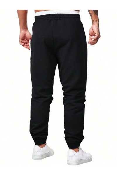 Mythologie Ψηλόμεσο μαύρο εμπριμέ Jogger Sweatpants - Ελαστικό Χειμώνα