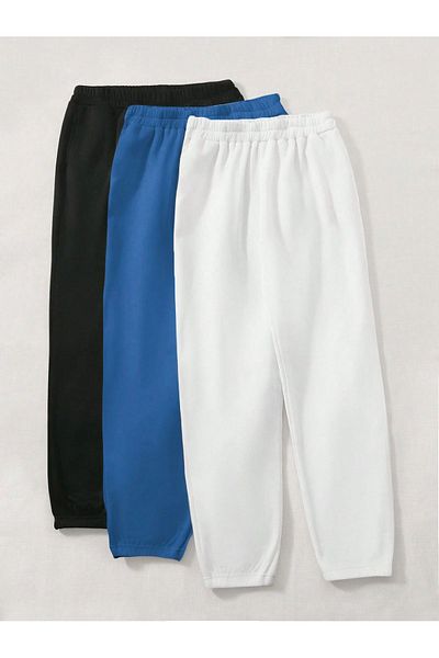 Mythologie 3-pack La Chicago Usa Printed Jogger Sweatpants - Μαύρο Sax Μπλε Λευκό Καουτσούκ Πόδι Ψηλόμεσο Καλοκαίρι