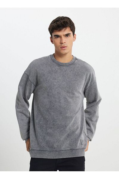 Lee Loose Fit Relaxed Cut Crew Neck 100% Cotton Anthracite Sweatshirt