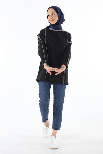 Plistre 2229_τριμμένο φούτερ Karyoka Stitched Basic Hijab