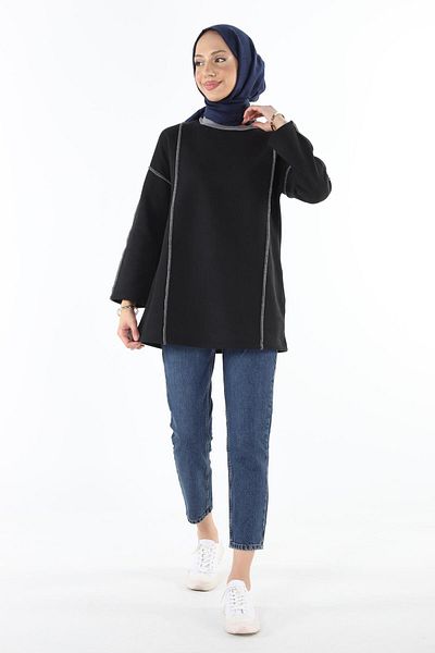 Plistre 2229_τριμμένο φούτερ Karyoka Stitched Basic Hijab