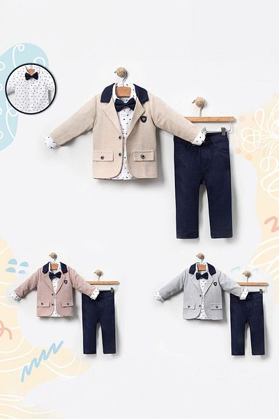 LULU Kids Boy's Suit - Set of 4 with Juniper Bow Tie and Slopet