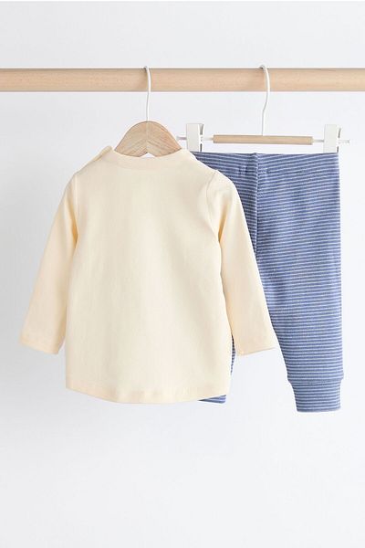 Next Baby Cotton Blue Elephant Patterned Long Sleeve Bottom Top Set