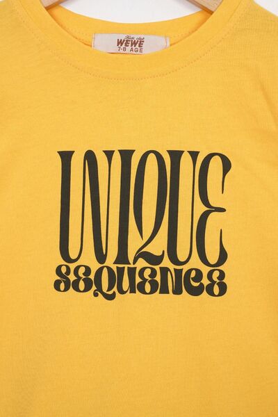 zepkids Mustard Color Sorted Set with Text Printed for Boys