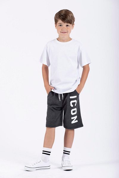 zepkids Boy Capri - Anthracite Color, Icon Printed