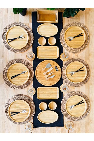 CASA DE BELLA 20cm Bamboo Breakfast Set - for 6 People, 38 Pieces