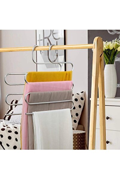 Hombak 1 adet Dolap Içi Akıllı Krom Askı Pantolon Askısı 5 katlı