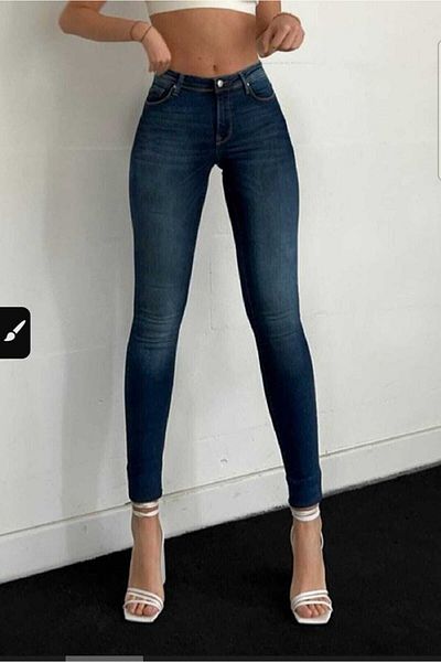 DRC trend Blugi skinny din lycra, albaștri, cu talie înaltă, până la gleznă