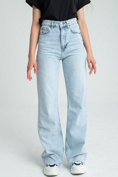 DRC trend Blue Lycra cu talie super înaltă, blugi largi, pantaloni Palazzo