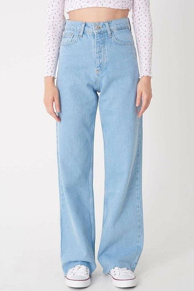 DRC trend Blue Lycra cu talie super înaltă, blugi largi, pantaloni Palazzo