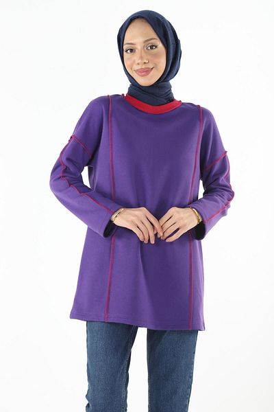 Plistre 2229_shardonlu Hanorac Hijab de bază cu cusătură Karyoka
