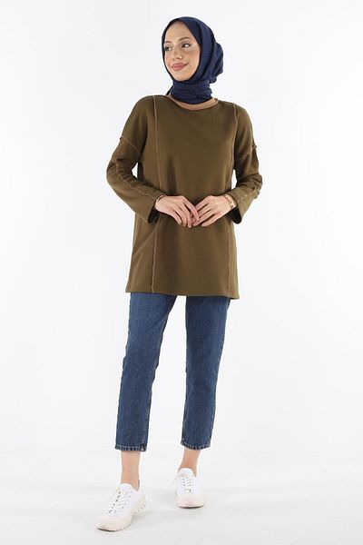 Plistre 2229_τριμμένο φούτερ Karyoka Stitched Basic Hijab