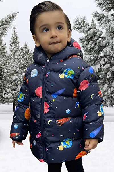 freemen Chlapecká fleecová bunda, kabát a parka s kapucí Planet Star se vzorem