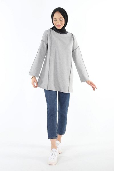 Plistre 2229_τριμμένο φούτερ Karyoka Stitched Basic Hijab