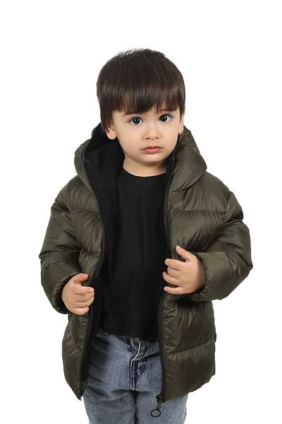 freemen Boy's Khaki Fleece Fur Hooded Waterproof Wind-Resistant Puffer Winter Coat
