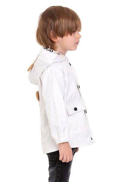 zepkids Hooded Long Sleeve Bear Printed White Color Boy's Raincoat