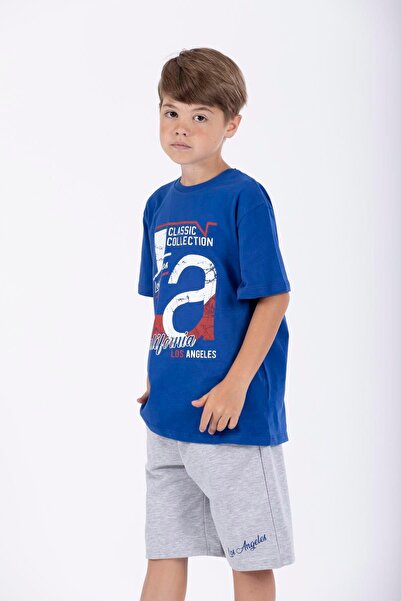 zepkids Costum Capri pentru băiat, cu mânecă scurtă, cu gâtul turn, colecția clasică, imprimat