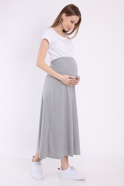 Luvmabelly Myra9031 تنورة أمومة بخصر قابل للتعديل - رمادي