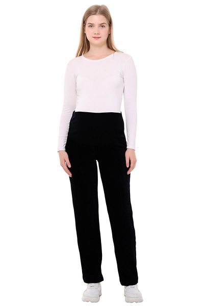 Luvmabelly Myra8510 Adjustable Waist Winter Velvet Maternity Pants - black