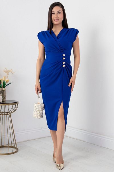 PULLIMM Double Breasted Collar and Button Detail Dress Ny4402