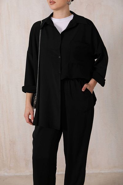 Melike Tatar Black Dubai Crepe Shirt Suit 32-6133