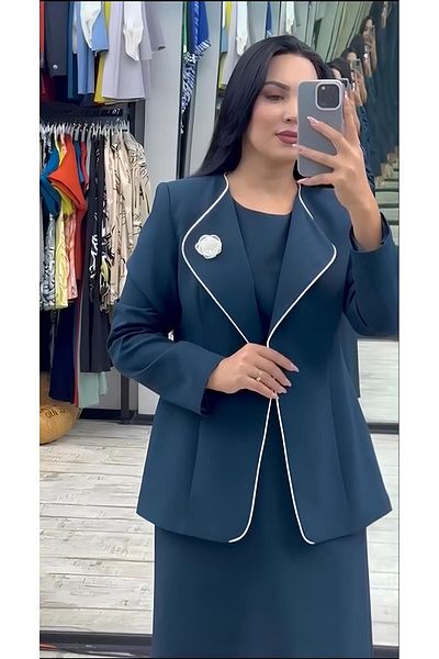MODAMOR Jacket Dress - Piping Detail