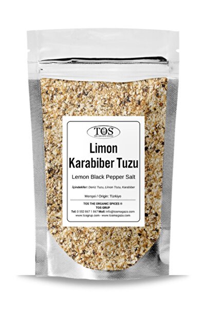 TOS The Organic Spices Limon Karabiber Tuzu 500 gr (1. Kalite) Lemon Black Pepper Salt