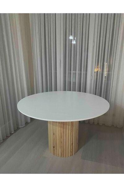 MFG AHŞAP uvarlak Yemek Masası, Modern Meşe Kaplama Yemek Masası, Toplantı Ma...