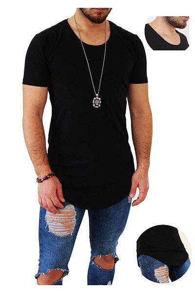 Boldy Tricou cu croiala lungă pentru bărbați Tricou cu croială lungă Tricou cu croială lungă Tricou bărbați cu paragate pentru bărbați