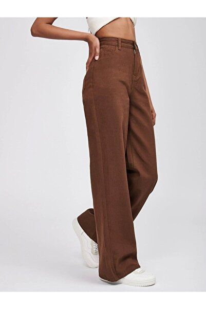 DRC trend My End Game - Дамски кафяви дънкови палацо панталони от 90-те години, супер високи, свободни крачоли