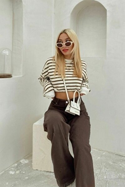 DRC trend My Brown Lycra Super High Waist Loose Jeans Palazzo Trousers. (SUPER HIGH) Wide Leg