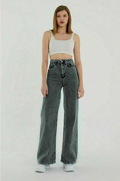 DRC trend Julyana Ash Gray Smoked Power Lycra Super High Waist Casual Jeans Palazzo Trousers