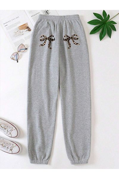 Mythologie Ψηλόμεσο Leopard Ribbon Φούτερ - Γκρι εμπριμέ Jogger Winter