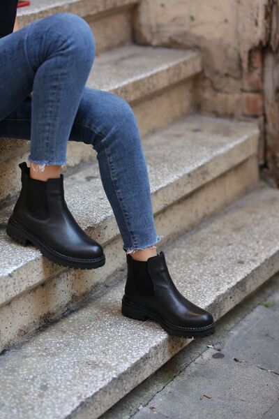 EREN SHOES BAG (CHELSEA) Siyah Gerçek Deri Bot