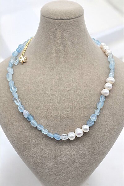 NBS Beautiful Naturel Stones Gerçek İnci Akumarin Zarif Tasarım Doğal Taş Kol...