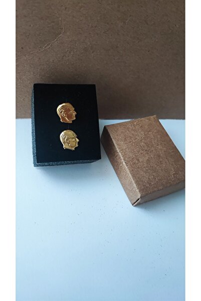 cacatasarım Atatürk Portresi Büst Yaka Rozeti 2 Li Gold Metal Broş Hediyelik ...