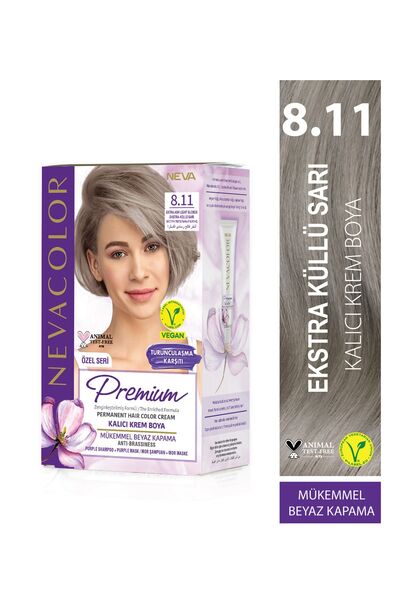 Nevacolor Premium 8.11 EKSTRA KÜLLÜ SARI Kalıcı Krem Saç Boyası Seti