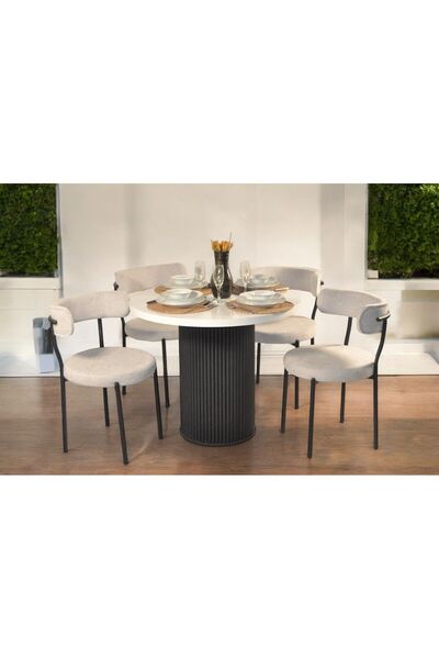 atölye ali antal TEDYY MUTFAK YUVARLAK MANTAR  MASA 4 ADAET SANDALYE TAKIMI