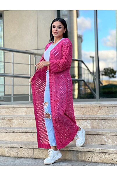 Dier Moda Kadın Delikli Örgü Uzun Hırka