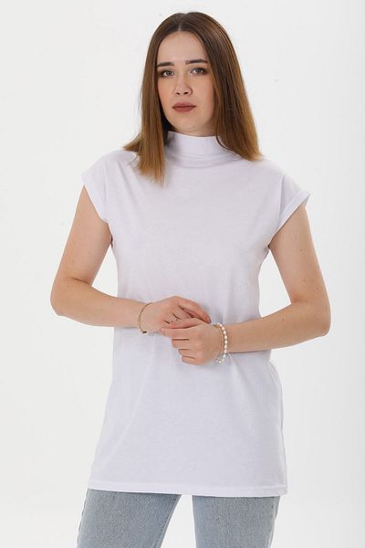 Avones Women's Stand Collar Lining - 100% Cotton Combed Cotton Tunic T-Shirt