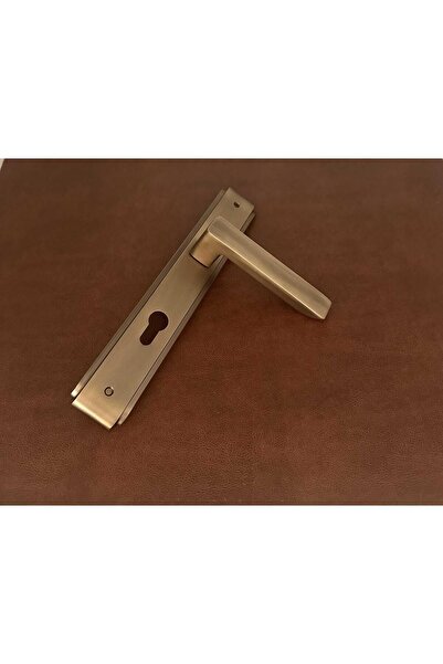 KOLDOOR Bella Antik Sarı Lüx Zamak Aynalı Yale Çelik Kapı Kolu Sağ Basar Tek Yön