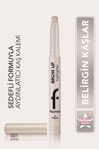 Flormar Elevator Illuminating Eyebrow Pencil Silver -brow Up Highlighter Pencil-001 Diamond-8682536072434