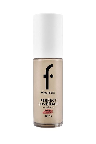 Flormar Intense Water Based Perfect Coverage Foundation (Yellow Bottom) -130 Light Beige - 8682536070539