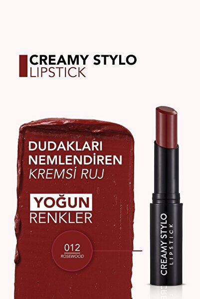 Flormar Yarı Parlak Stick Ruj- Creamy Stylo Lipstick -012 Rosewood-8682536013727