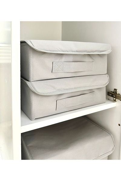 harev home collection 30X23X11 cm Gray Covered Cabinet Drawer and Jewelry Laundry Storage Box