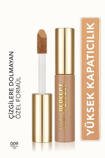 Flormar Natural Finish Concealer (HOT BOTTON) - Stay Perfect Concealer - 009 Tan -8682536085601