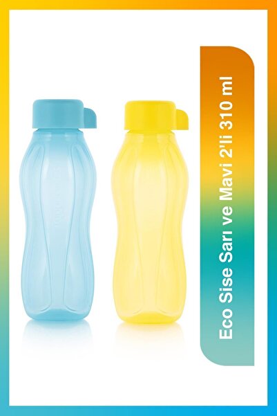 Tupperware Eco Şişe 310 ml Sarı ve Mavi Suluk Matara Çevre Dostu 2'li Set