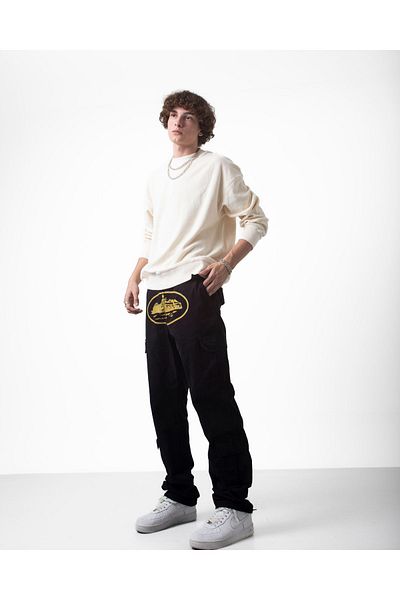 DİFRANSEL MEN'S Printed Cargo Pants with Waist Belt Detail