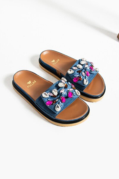 FOLLİNİ Kadın Hakiki Deri Terlik Kot