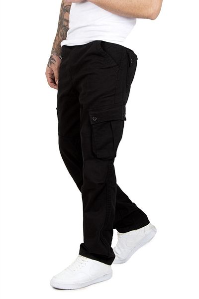 DeepSEA Black Gabardine Cargo Pants - Pockets and Seasonal, Wide Cut 1705421